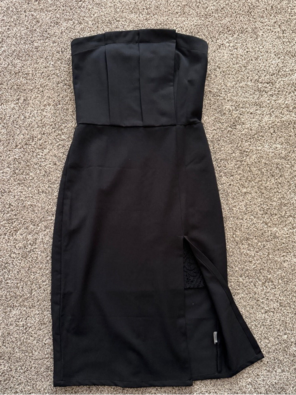 Sugarlips Black Strapless Sheath Dress with Side Slit